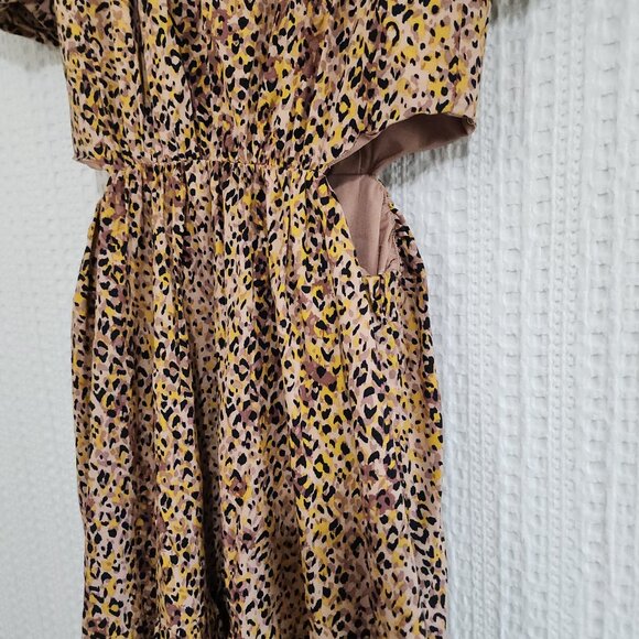WAYF Plaza Cheetah Cut Out Tiered Women's Maxi Dress Size XS Anthropologie - Picture 10 of 14